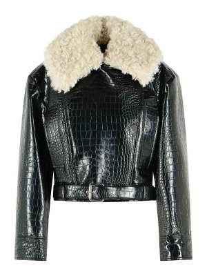 SPORTMAX: レザージャケット - レザージャケット - 黒