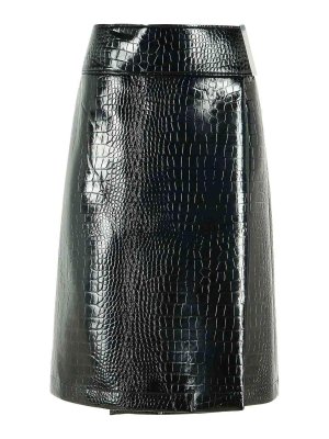 SPORTMAX: Faldas de cuero - Falda De Cuero - Negro