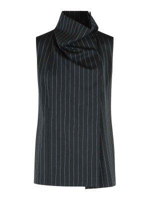 SPORTMAX: Tops & Tank tops - Albata Sleeveless Black Wool Top