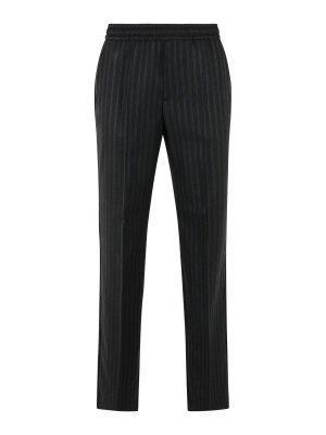 VERSACE: casual trousers - Black Jacquard Wool Pants