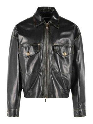 VERSACE: leather jacket - Black Leather Jacket