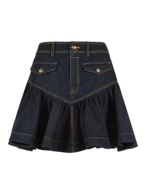 ZIMMERMANN: mini skirts - Frill  Blue Denim Miniskirt