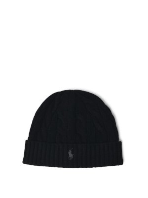 POLO RALPH LAUREN: beanies - Black Wool And Cashmere Beanie