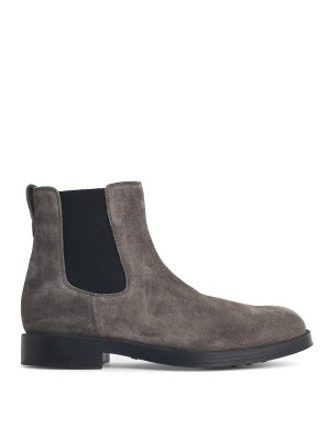 TOD'S: ankle boots - Chelsea Grey Suede Leather Ankle Boots