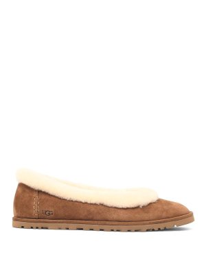 UGG: flat shoes - Zora Chestnut Suede Ballet Flats