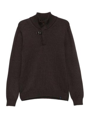 FAY: Strickpullover mit Rundhalsausschnitt - Rundhalspullover - Braun
