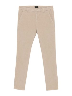 DONDUP: casual trousers - Gaubert slim stretch velvet trousers