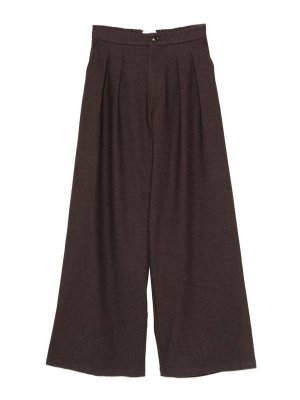 ELEH: Pantalons élégants - Pantalon Couturier - Marron Foncé