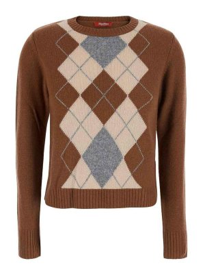 MAX MARA STUDIO: Strickpullover mit Rundhalsausschnitt - Rundhalspullover - Braun
