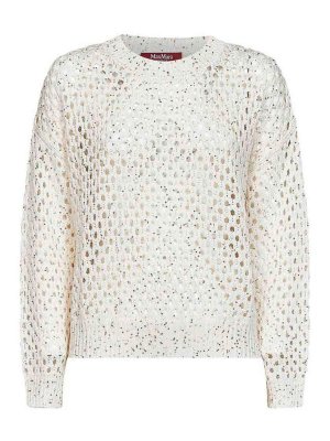 MAX MARA STUDIO: Suéteres con cuello pico - Suéter Cuello Redondo - Blanco