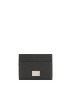 DOLCE & GABBANA: clutches - Leather card holder with logo plaque