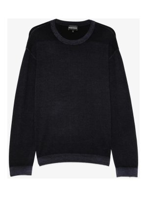 EMPORIO ARMANI: Strickpullover mit Rundhalsausschnitt - Rundhalspullover - Blau