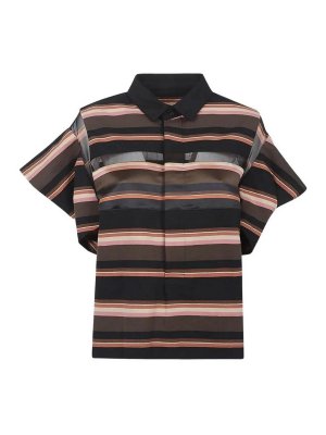 Sacai: polo shirts - Shirt Horizontal stripe polo