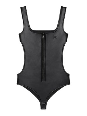 Courreges: Tops & Tank tops - Top Cut Out Faux Body in leather