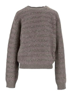 FABIANA FILIPPI: Strickpullover mit Rundhalsausschnitt - Rundhalspullover - Beige