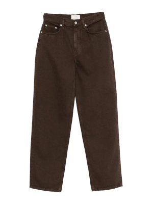 LOULOU STUDIO: Jeans à jambe droite - Jean Droit - Marron