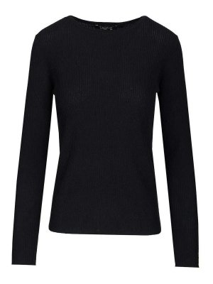 Max Mara: Strickpullover mit Rundhalsausschnitt - Rundhalspullover - Blau