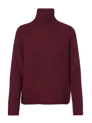 Max Mara: Strickpullover mit Rundhalsausschnitt - Rundhalspullover - Dunkelrot