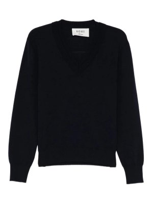 ROHE: Col en V - Pull À Col V - Bleu