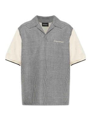 DSQUARED2: t-shirts - Houndstooth wool-linen polo