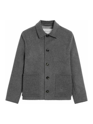 AMI PARIS: blazers - Button-down wool-cashmere jacket