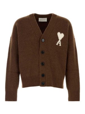 AMI PARIS: crew necks - Ami de Coeur alpaca-blend cardigan