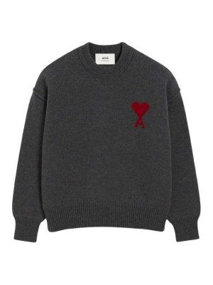 AMI PARIS: crew necks - Ami de Coeur merino wool sweater