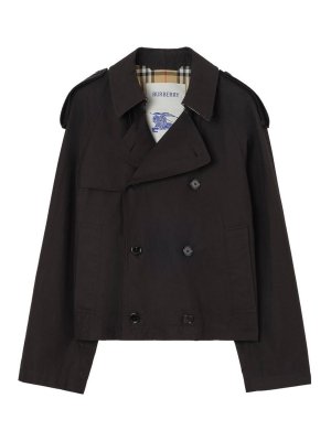 BURBERRY: cappotti trench - Trench cropped Leadenham in gabardine