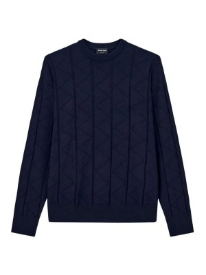 GIORGIO ARMANI: crew necks - Chevron virgin wool sweater