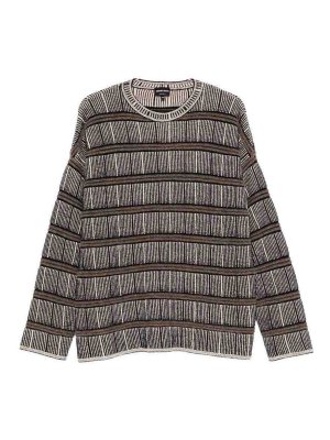 GIORGIO ARMANI: crew necks - Striped wool-silk oversized sweater