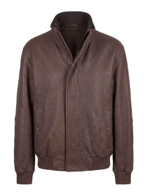 LARDINI: leather jacket - Leather bomber jacket