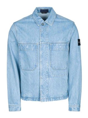STONE ISLAND: blazers - Light Bull denim biker jacket