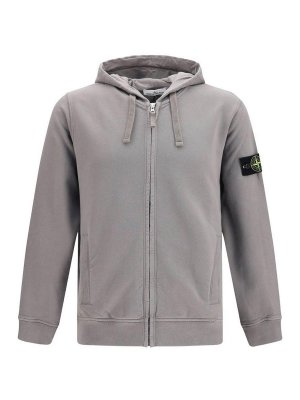 STONE ISLAND: crew necks - Cotton hooded zip sweatshirt