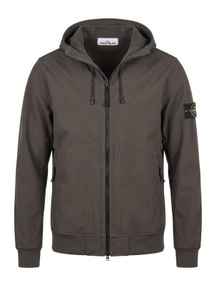 STONE ISLAND: casual jackets - Stretch hooded zip jacket