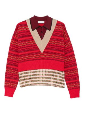 DRIES VAN NOTEN: Strickpullover mit Rundhalsausschnitt - Rundhalspullover - Rot