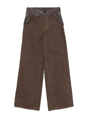 Sacai: casual trousers - Denim and nylon wide-leg trousers