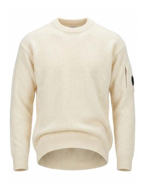 C.P. COMPANY: Strickpullover mit Rundhalsausschnitt - Rundhalspullover - Weiß