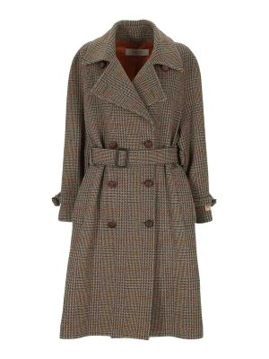 GOLDEN GOOSE: long coats - Roxanne double-breasted wool check coat