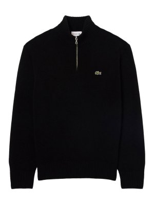LACOSTE: crew necks - Carded wool high-neck zip-up jumper