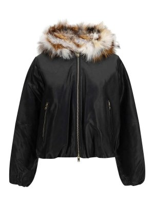 MOOSE KNUCKLES: bombers - Cardin leather bomber with fur hood