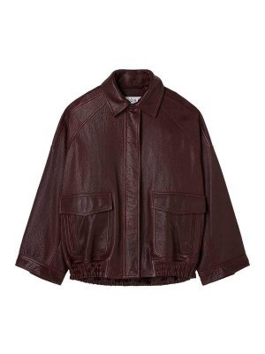 ROHE: casual jackets - Oversized grained leather aviator jacket