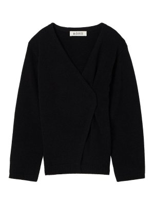ROHE: cardigans - Off-shoulder wrap cardigan
