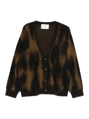ROBERTO COLLINA: cardigans - Oversized animal jacquard wool cardigan