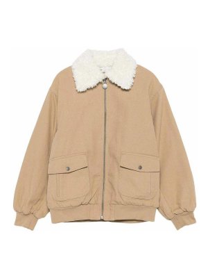 Stella McCartney Kids: casual jackets - Canvas jacket with faux fur collar