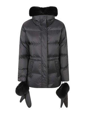 YVES SALOMON: padded jackets - Fur-trim down jacket with detachable gloves