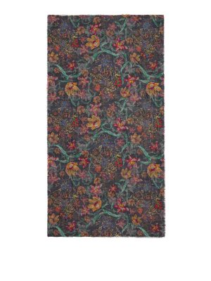 FALIERO SARTI: Stoles & Shawls - Black Flowers floral wool stole