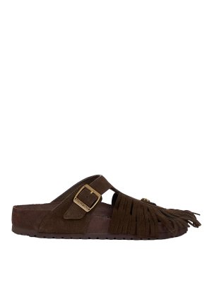 BIRKENSTOCK: sandals - Birkenstock x Etro Gizeh suede fringe sandals