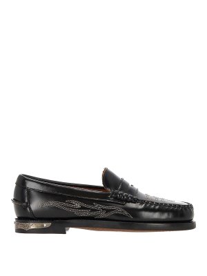 SEBAGO: Loafers & Slippers - Dan El Paso embroidered leather loafers