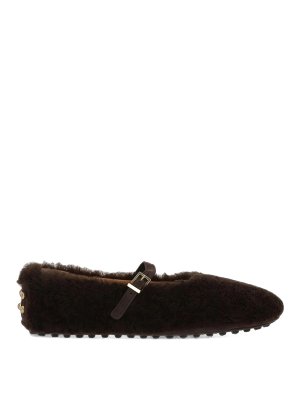 TOD'S: flat shoes - Gommino shearling ballet flats