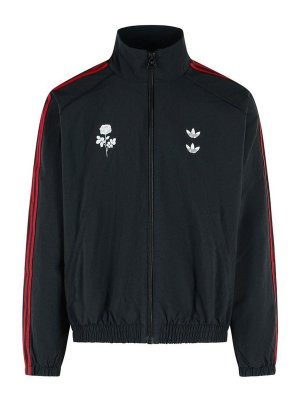 Adidas Originals: casual jackets - Black zip-up track jacket with red trim